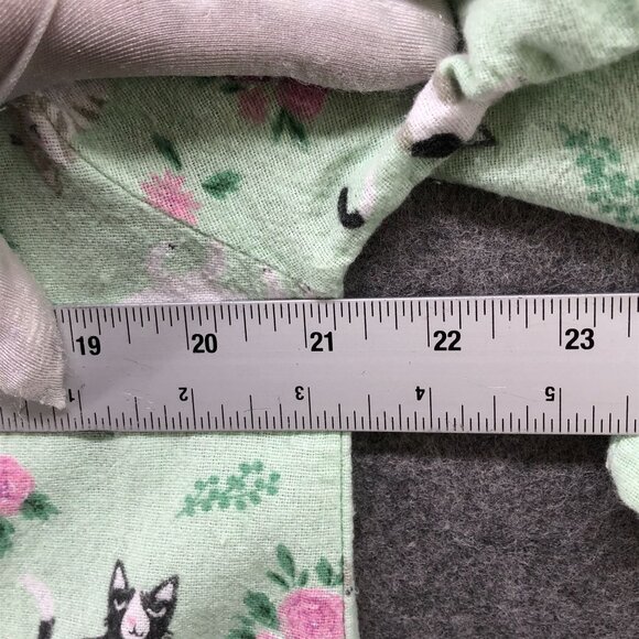 Cozee Corner Flannel Nightgown Womens L Cat Print Green Cat Lady Floral - Picture 7 of 8